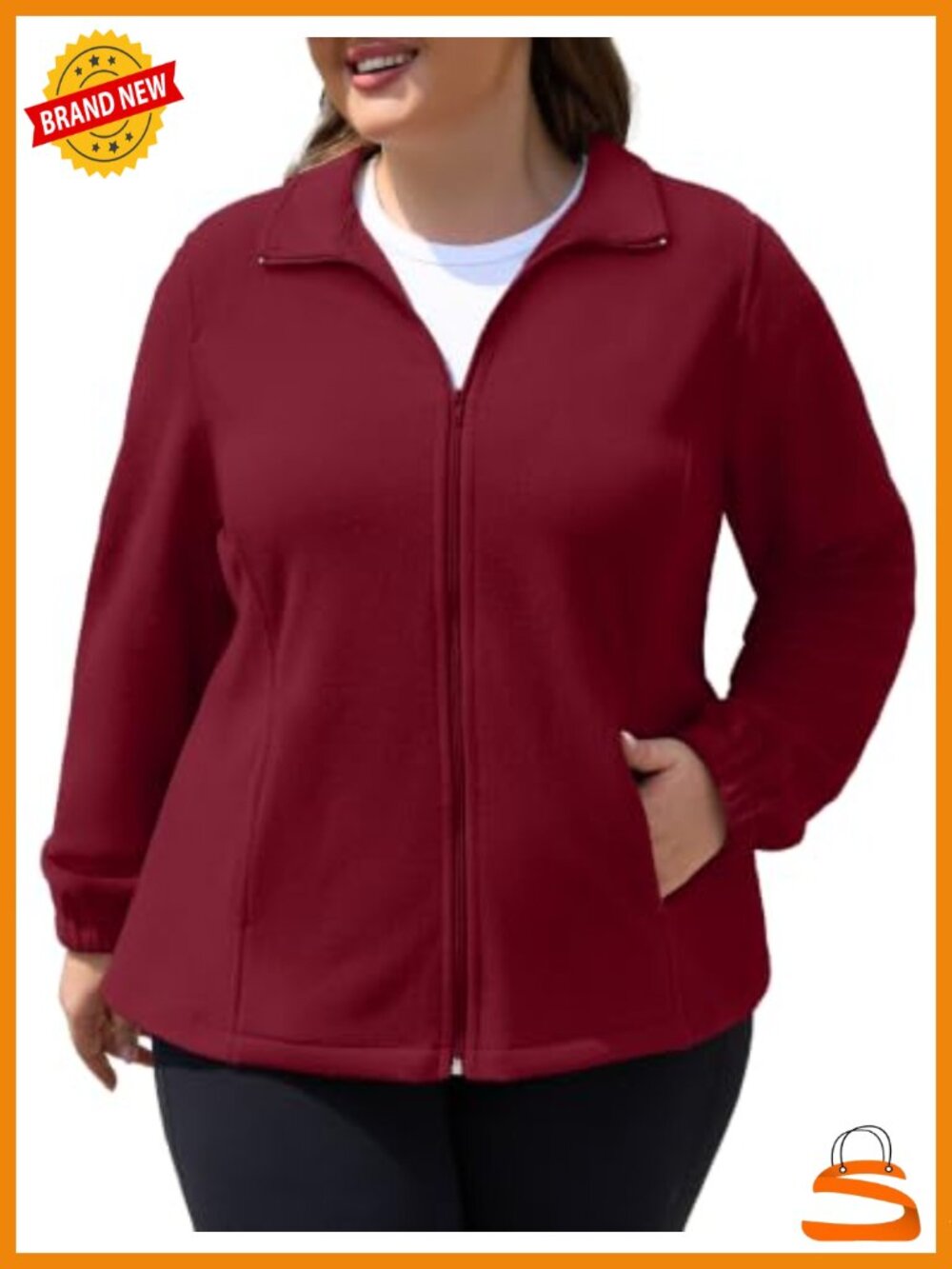 Womens Plus Size Fleece Jacket Lightweight Zip Up Winter Coat